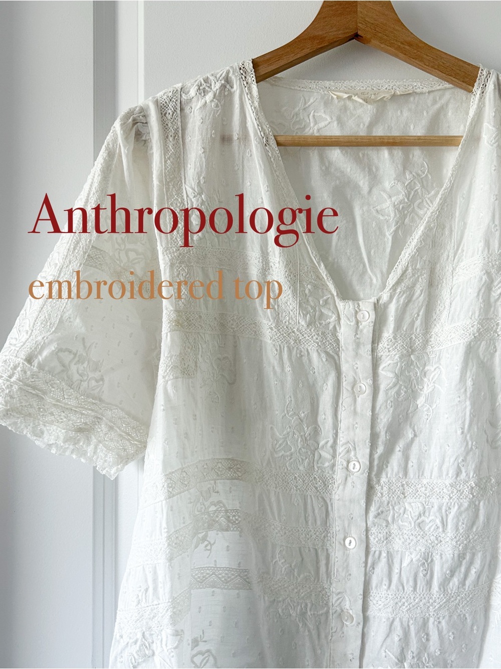 Anthropologie Embroidered Cotton Top
